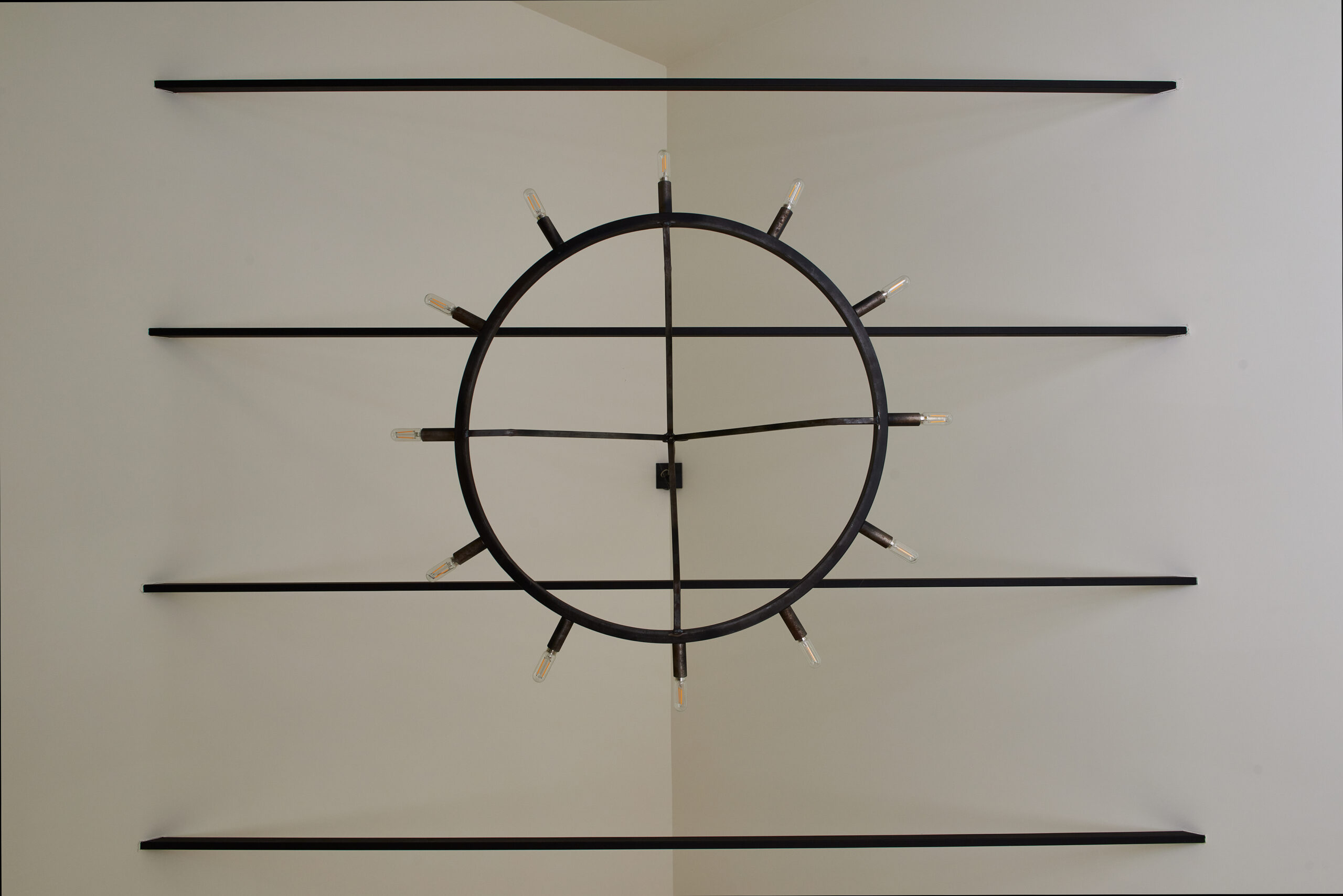 chandelier - metal beams